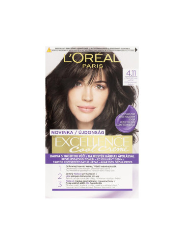 L'Oréal Paris Excellence Cool Creme Боя за коса за жени 48 ml Нюанс 4,11 Ultra Ash Brown