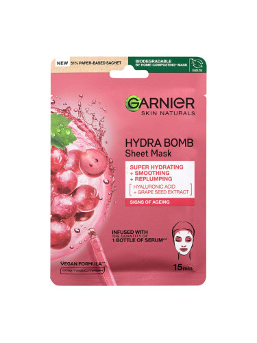 Garnier Skin Naturals Hydra Bomb Natural Origin Grape Seed Extract Маска за лице за жени 1 бр