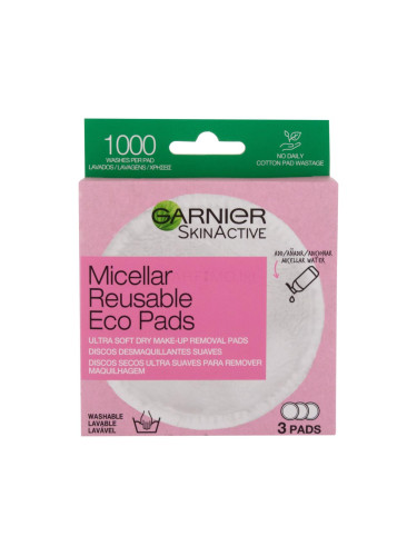 Garnier Skin Naturals Micellar Reusable Eco Pads Тампони за почистване на грим за жени 3 бр