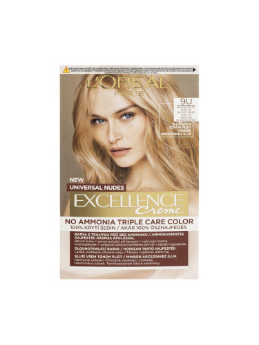 L'Oréal Paris Excellence Creme Triple Protection Боя за коса за жени 48 ml Нюанс 9U Very Light Blond