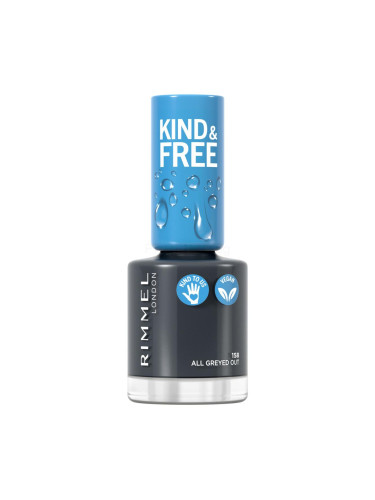 Rimmel London Kind & Free Лак за нокти за жени 8 ml Нюанс 158 All Greyed Out