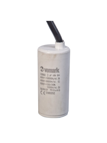 Работен кондензатор, 450VAC, 3uF, 85°C, с кабел, CBB60
