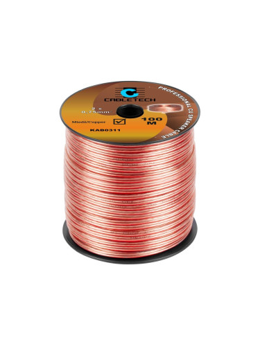 Кабел за тонколони, 2х0.75mm2, мед, силиконов, прозрачен, KAB0311, Cabletech