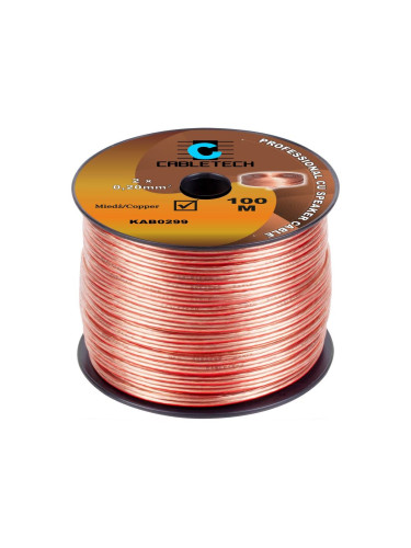 Кабел за тонколони, 2х0.2mm2, мед, силиконов, прозрачен, KAB0299, Cabletech