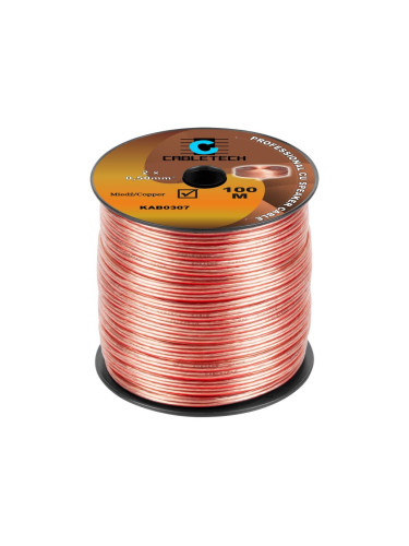 Кабел за тонколони, 2х0.5mm2, мед, силиконов, прозрачен, KAB0307, Cabletech