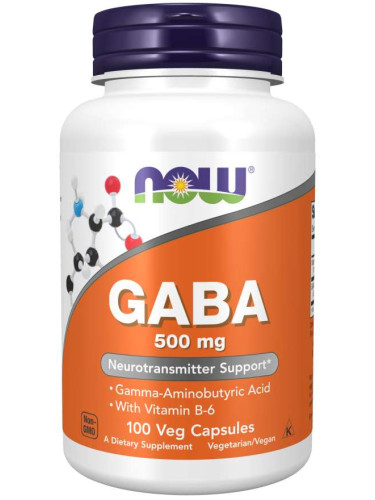 NOW - GABA 500 мг + B6 - 100 Капсули