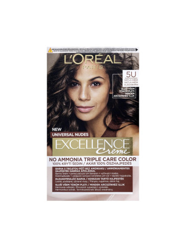 L'Oréal Paris Excellence Creme Triple Protection Боя за коса за жени 48 ml Нюанс 5U Light Brown