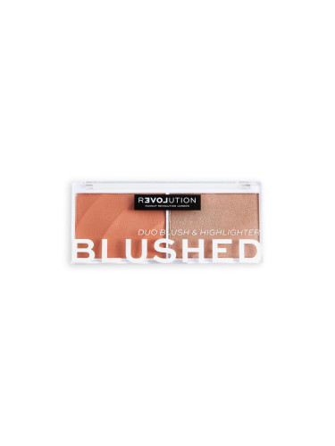 Revolution Relove Colour Play Blushed Duo Blush & Highlighter Контурираща палитра за жени 5,8 гр Нюанс Queen