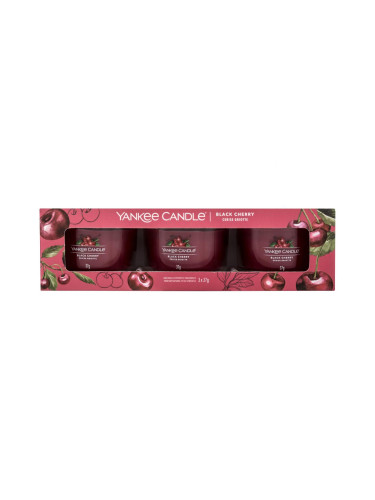 Yankee Candle Black Cherry Подаръчен комплект ароматизирана свещ 3 x 37 g