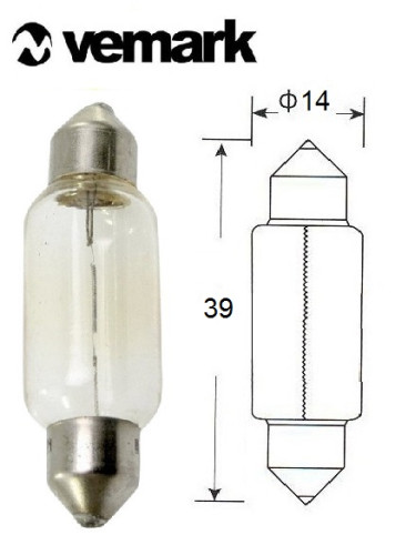 Автомобилна лампа, 12VDC, 18W, C18W, SV8.5-8, 39mm
