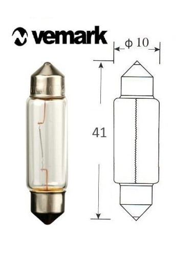 Автомобилна лампа, 12VDC, 10W, C10W, SV8.5-8, 41mm, ZZ-36426