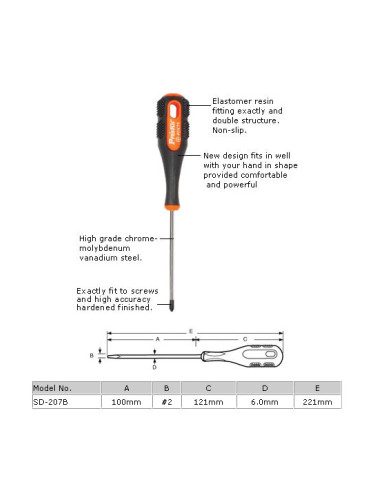 Отвертка SD-207B, кръстата