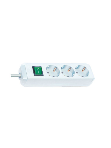 Разклонител, 3 гнезда, 3m кабел, с ключ, бял, Eco-Line, Brennenstuhl 1152320400