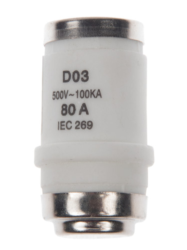 Предпазител, керамичен, D03, 80А, Ф22х45mm, 500VAC