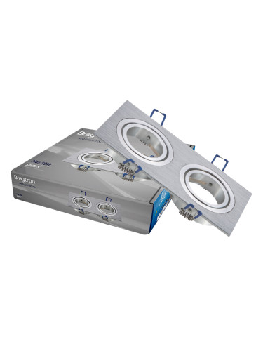 Арматура за вграждане, SPOTTI-S, за халогенни и LED луни, сребриста, GU5.3/GU10, двойна, BH03-00123, подвижна