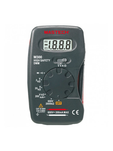 Мултицет M300 - Джобен, LCD(2000), Vdc, Vac, Adc, Ohm, MASTECH