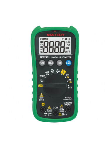 Мултицет MS8238H - Wireless, LCD(4000), Vdc, Vac, Adc, Aac, Ohm, °C, MASTECH