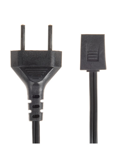 Захранващ кабел за вентилатор 2x0.75mm2, 1.8m, черен, поливинилхлорид (PVC)