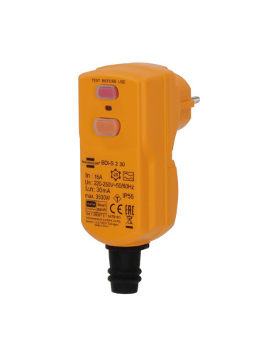 Щепсел с дефектнотокова защита, 16A, 250VAC, IP55, влагозащитен, Brennenstuhl 1290670