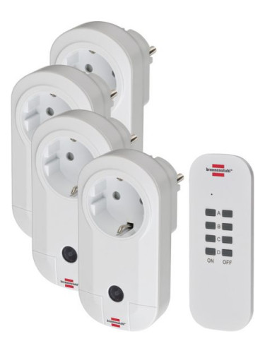 Контакти с дистанционно 4бр., шуко, 5A, 230V, бял, IP20, Comfort-Line, Brennenstuhl 1507050