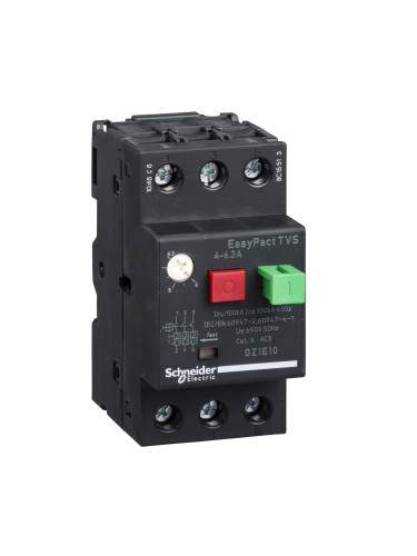 Моторна термо-магнитна защита, GZ1Е10, трифазна, 4-6.3A, 230-690VAC, SCHNEIDER ELECTRIC