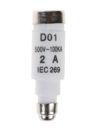 Предпазител керамичен D01, 2A, 500VAC, ф11x36mm