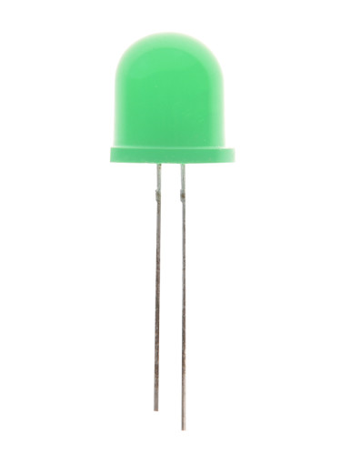 LED диод, зелен, ф12mm, 10~15mcd, 20mA, 60°, изпъкнал, THT