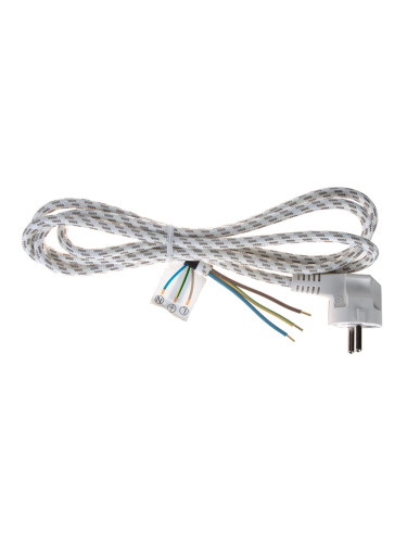 Захранващ кабел, 3x0.75mm2, 2m, триполюсен, текстилен
