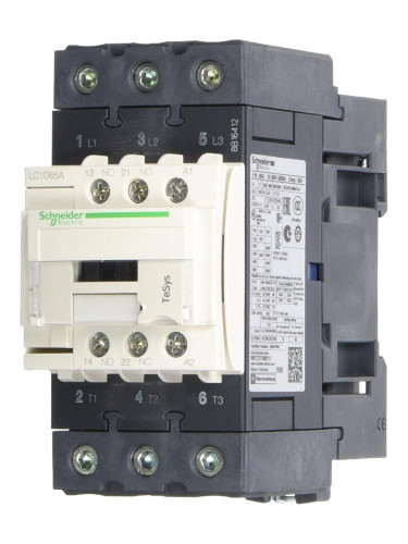 Контактор LC1D65AP7, 3-полюсен, 3xNO, 65A, 230VАC, помощни контакти NO+NC