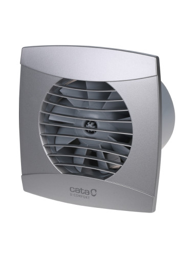 Вентилатор за баня с клапа, ф100mm, 230VAC, 8W, 110m3/h, инокс, CATA UC-10 Silver
