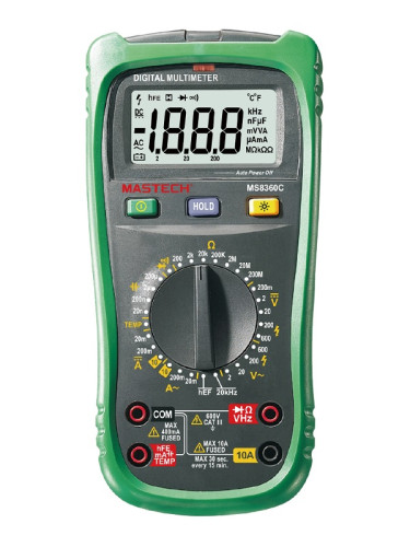 Мултицет MS8360C - Дигитален, LCD(2000), Vdc, Vac, Adc, Aac, Ohm, F, Hz, °C, MASTECH