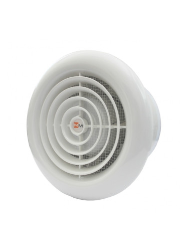 Вентилатор за баня, с клапа, ф100mm, 230VAC, 17W, 105m3/h, MM WHITE 100/105