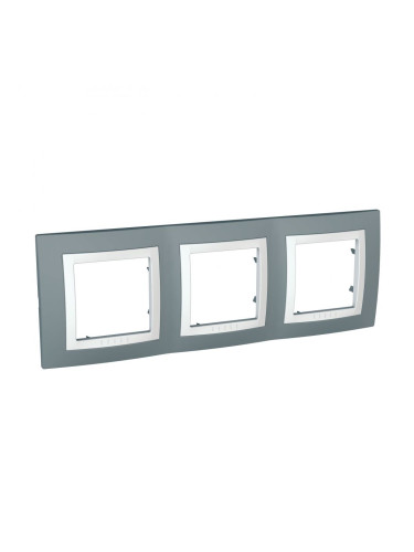 Хоризонтална рамка, Schneider, Unica Basic, три гнезда, цвят графит, MGU2.006.858