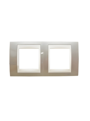 Хоризонтална рамка, Schneider, Unica Plus, две гнезда, цвят шампанско, MGU6.004.524