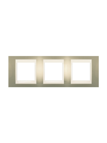 Хоризонтална рамка, Schneider, Unica Plus, три гнезда, шампанско сив, MGU6.006.524