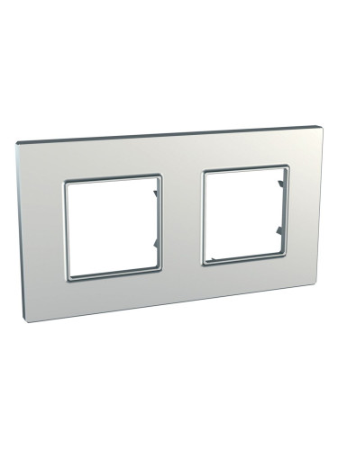Хоризонтална рамка, Schneider, Unica Quadro, две гнезда, цвят сребро, MGU6.704.55