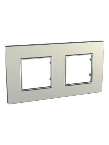 Хоризонтална рамка, Schneider, Unica Quadro, две гнезда, цвят титан, MGU6.704.57