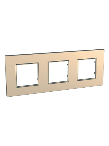 Хоризонтална рамка, Schneider, Unica Quadro, три гнезда, цвят мед, MGU6.706.56
