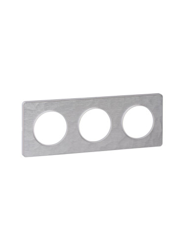 Декоративна рамка, тройна, драскан алуминий/бял, PC/алуминий, S520806K