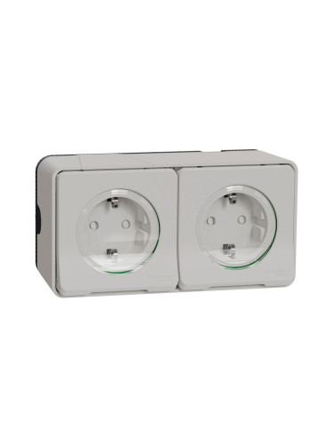 Електрически контакт, 16A, 250VAC, двоен, бял, повърхностен, шуко, MUR39035