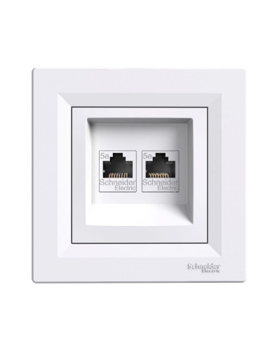 Розетка двойна, RJ45 (cat. 5e), за вграждане, цвят бял, EPH4400121