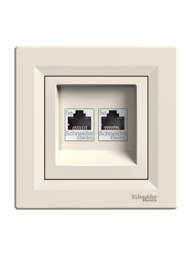 Розетка двойна, RJ45 (cat. 5е), за вграждане, цвят крем, EPH4400123