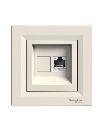 Розетка единична, RJ45 (cat. 6), за вграждане, цвят крем, EPH4700123