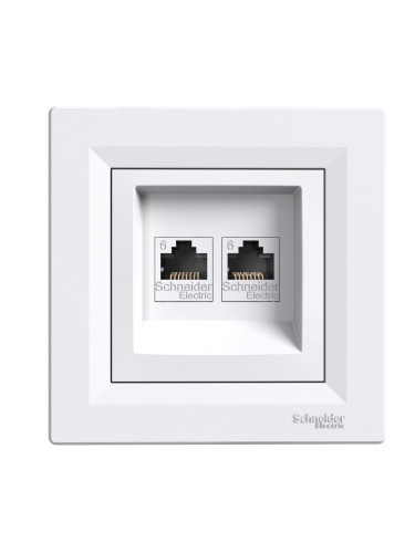 Розетка двойна, RJ45 (cat. 6), за вграждане, цвят бял, EPH4800121