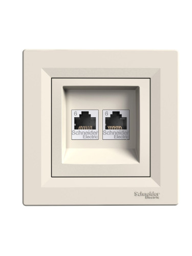 Розетка двойна, RJ45 (cat. 6), за вграждане, цвят крем, EPH4800123