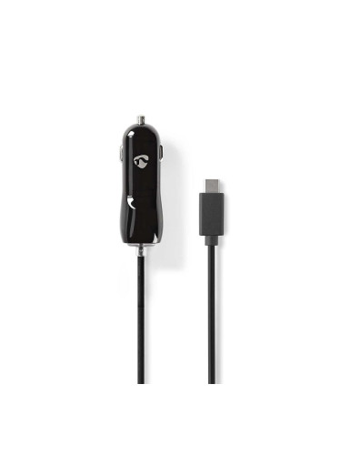 Автомобилно зарядно за телефон с USB Type-C кабел, 15W, черно, NEDIS
