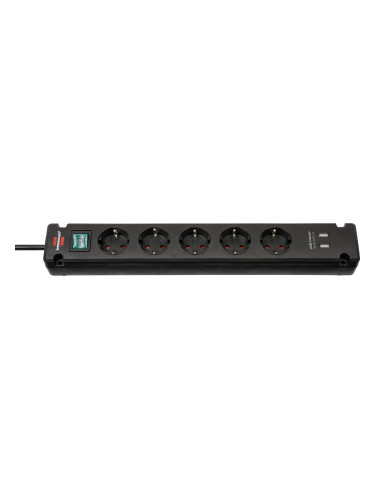Разклонител за стена/плот гнезда, 3m кабел, с ключ, USB, черен, Bremounta, Brennenstuhl 1150660315