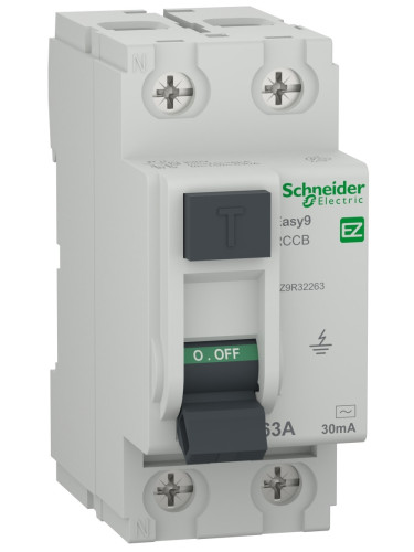 Дефектнотокова защита, 2P, 63A, 30mA, EZ9R32263, Schneider