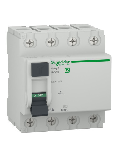 Дефектнотокова защита, 4P, 25A, 30mA, EZ9R32425, Schneider