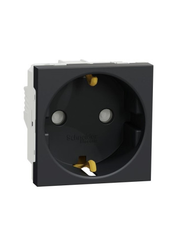 Електрически контакт, 16A, 250VAC, единичен, антрацит, за вграждане, шуко, New Unica, NU303754